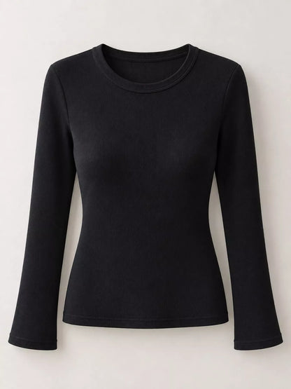 Minimalist Slim-Fit Long Sleeve Crew Neck T-Shirt