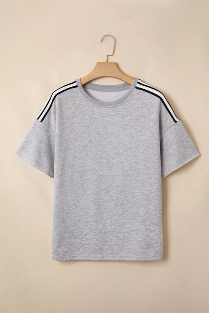 Striped Shoulder Relaxed Fit T-Shirt