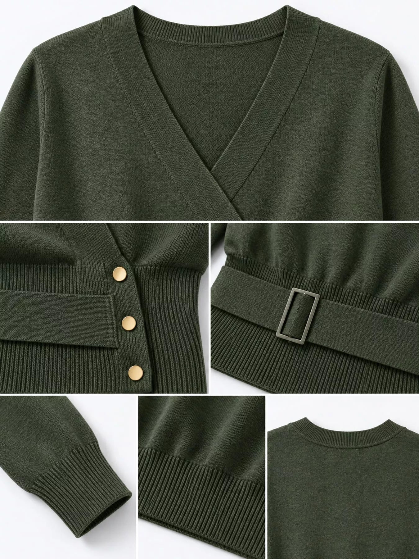 Surplice Elastic Waist Long Sleeve Knit Top