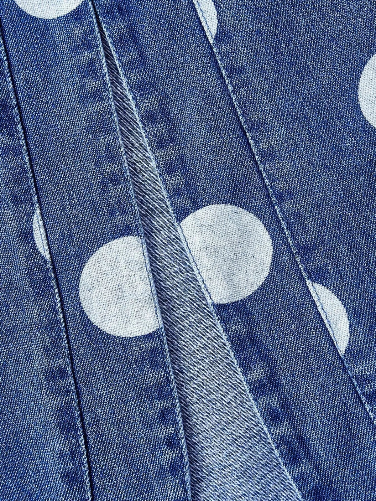 Polka Dot Cropped Denim Jacket