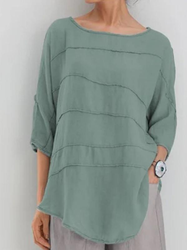Women's Striped Shirt Bat Sleeve Casual Top