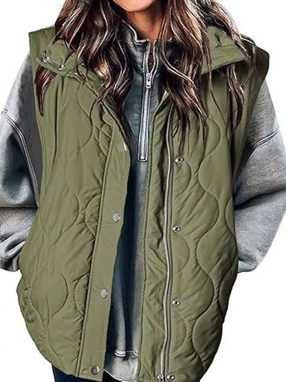 Quilted Snap Button Vest Coat