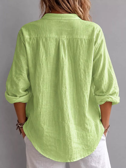 Collared Neck Long Sleeve Blouse