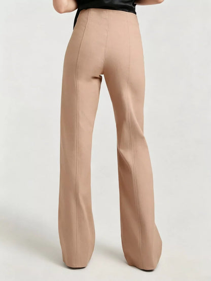 High-Waisted Wide-Leg Front Zip Pants