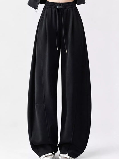 Full Size Drawstring Loose Fit Wide-Leg Sweatpants Plus Size