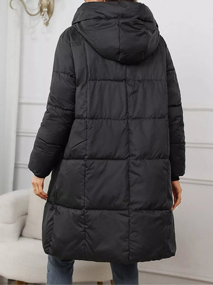 Full Size Zip Up Hooded Longline Puffer Outerwear Plus Size