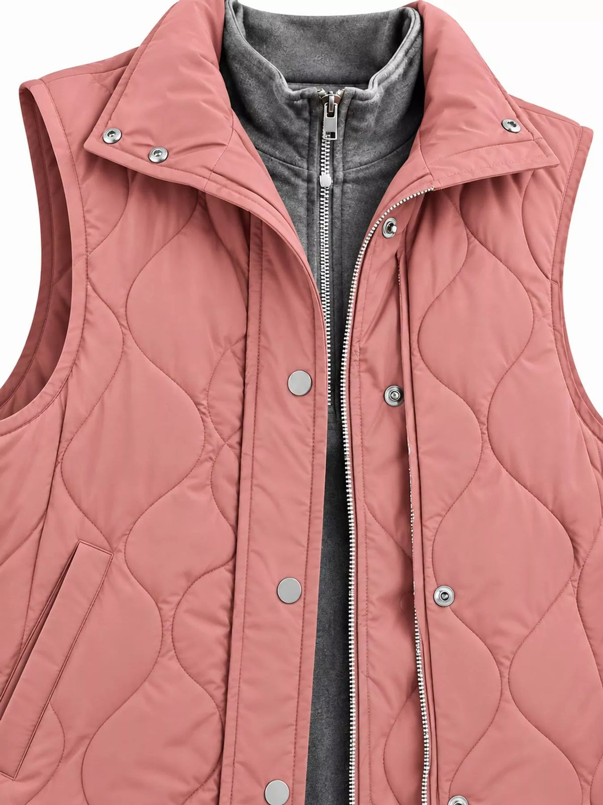 Quilted Snap Button Vest Coat