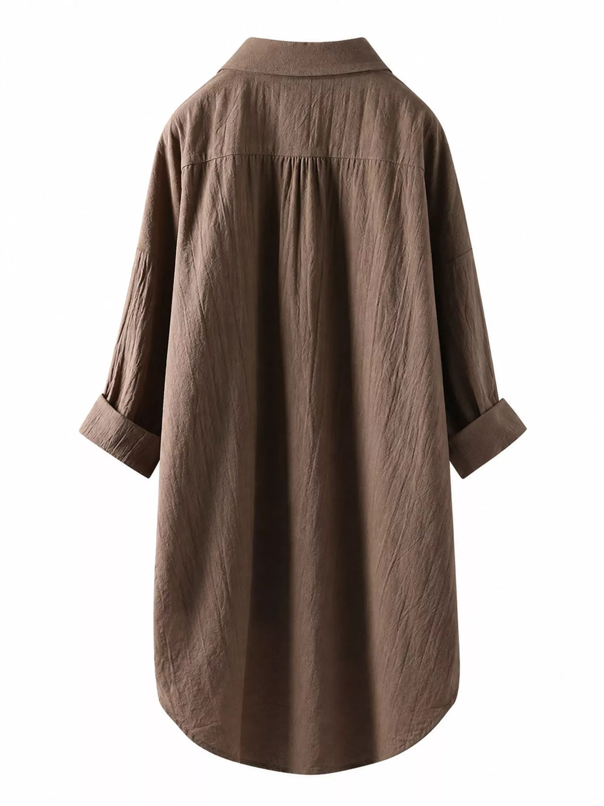 Full Size Casual Button-Down Shirt with Dual Chest Pockets Plus Size