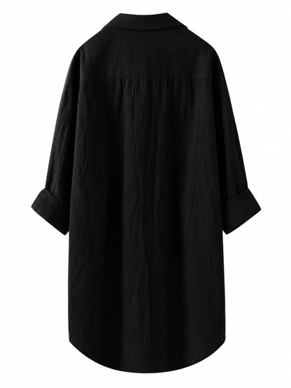 Full Size Casual Button-Down Shirt with Dual Chest Pockets Plus Size