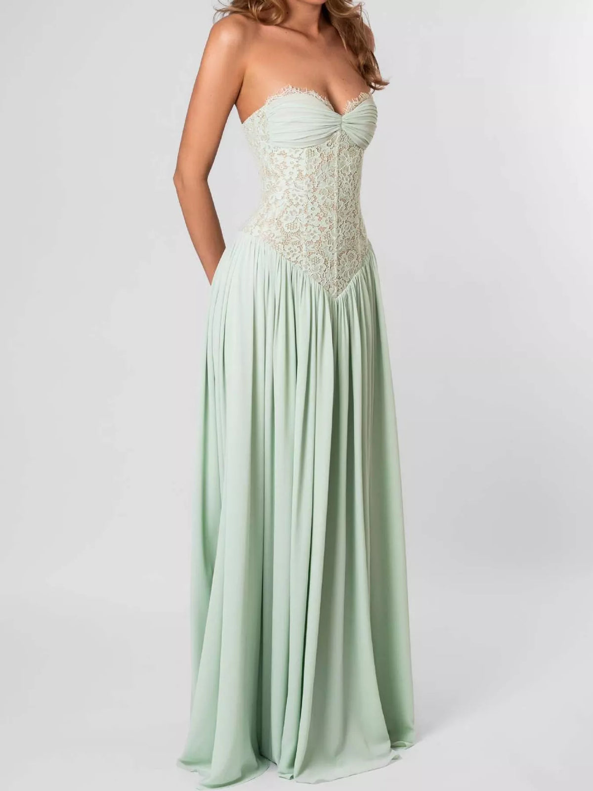 Lace Corset Halter Neck Maxi Dress