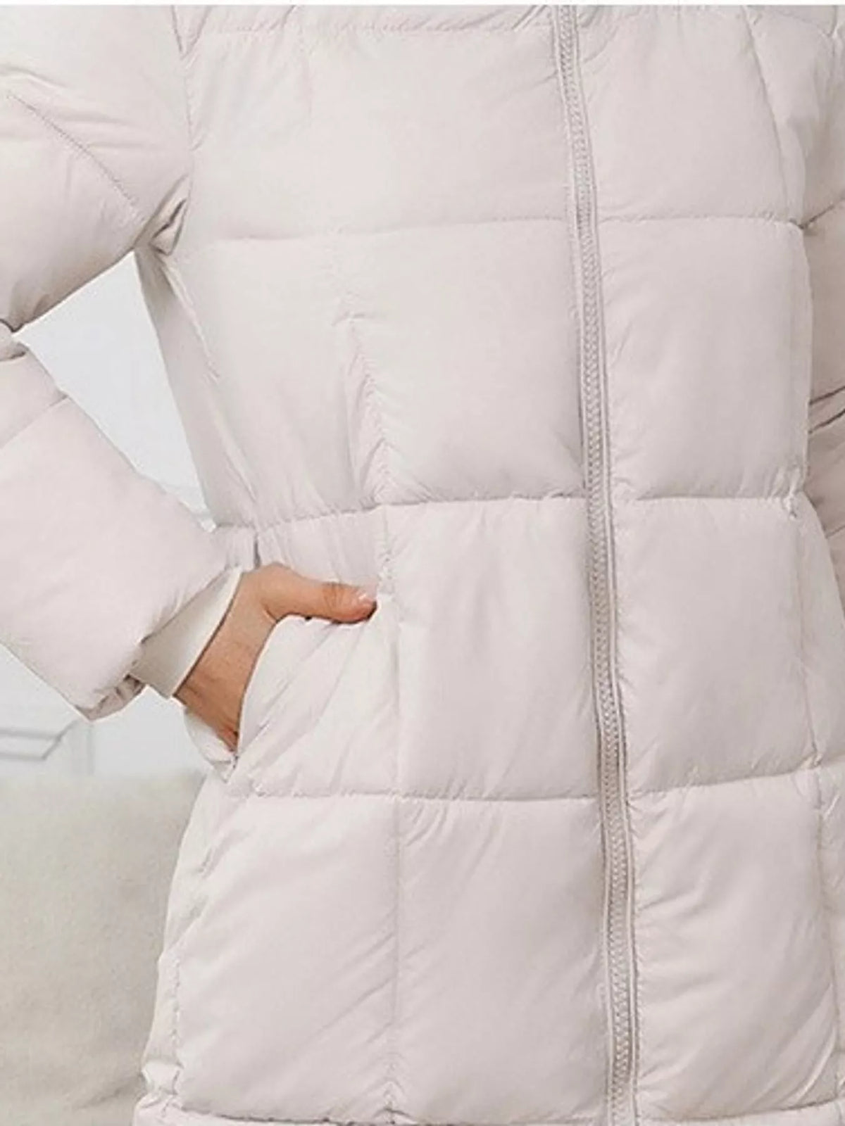 Full Size Zip Up Hooded Longline Puffer Outerwear Plus Size