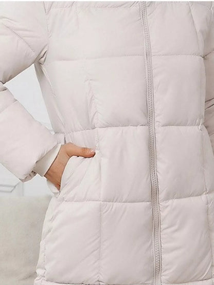 Full Size Zip Up Hooded Longline Puffer Outerwear Plus Size