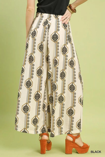Umgee Geometric Boho Print Wide Leg Pants