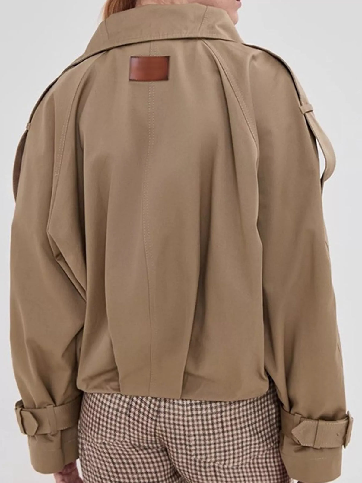 Double-Breasted Cropped Trench Jacket