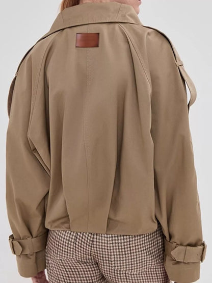 Double-Breasted Cropped Trench Jacket
