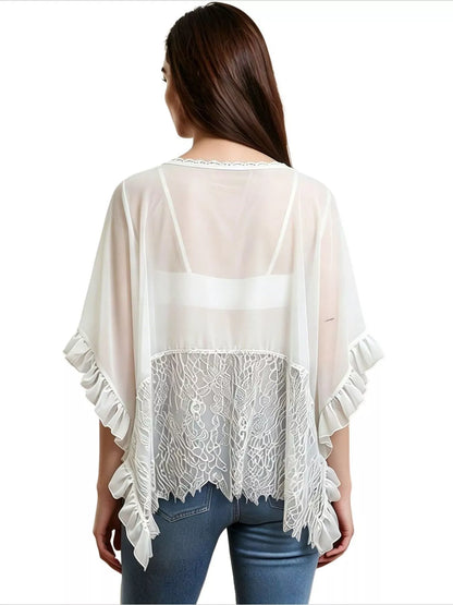 Lace Trim Flowy Cover-Up