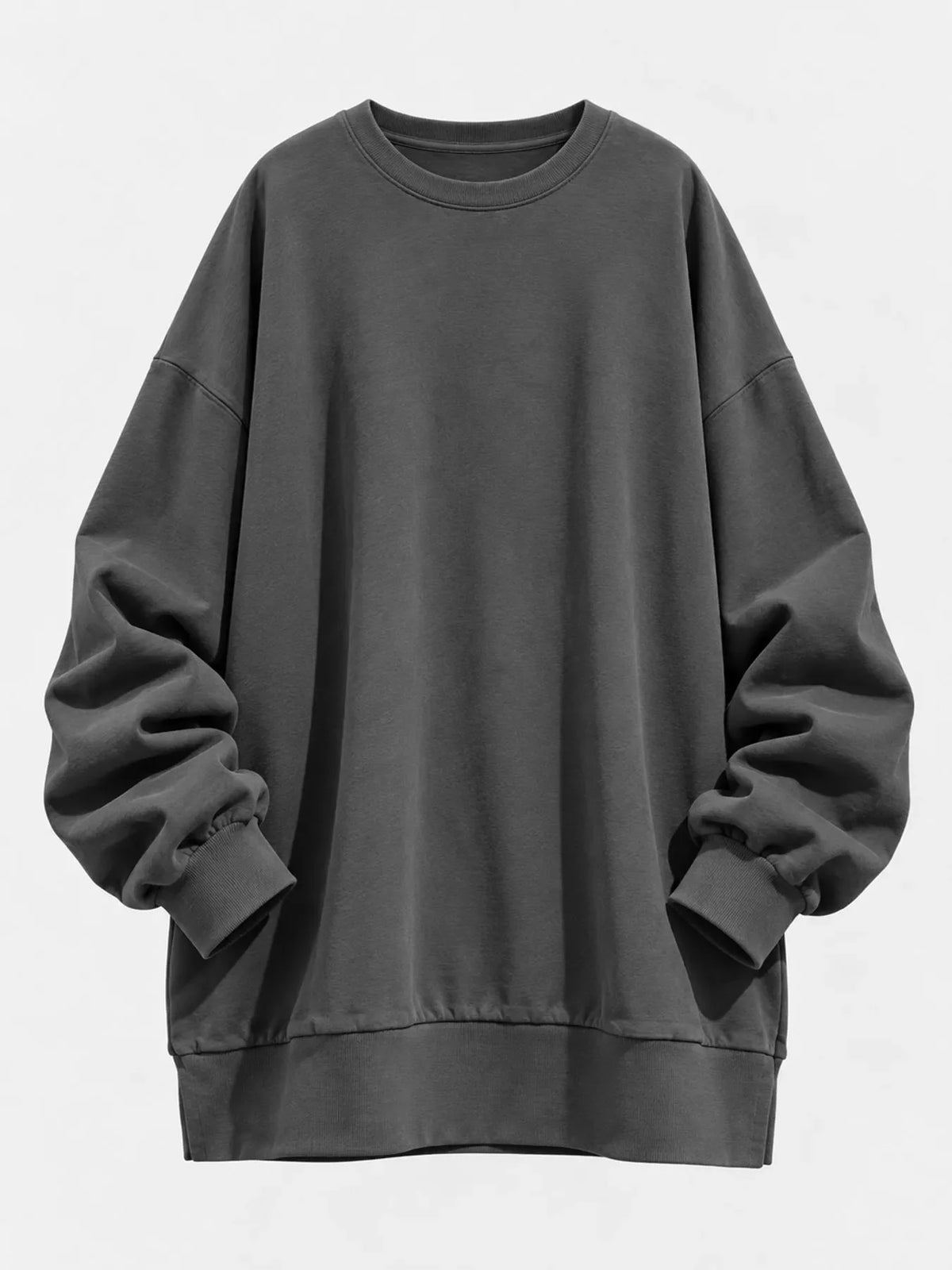 Full Size Solid Color Crew Neck Sweatshirt Plus Size