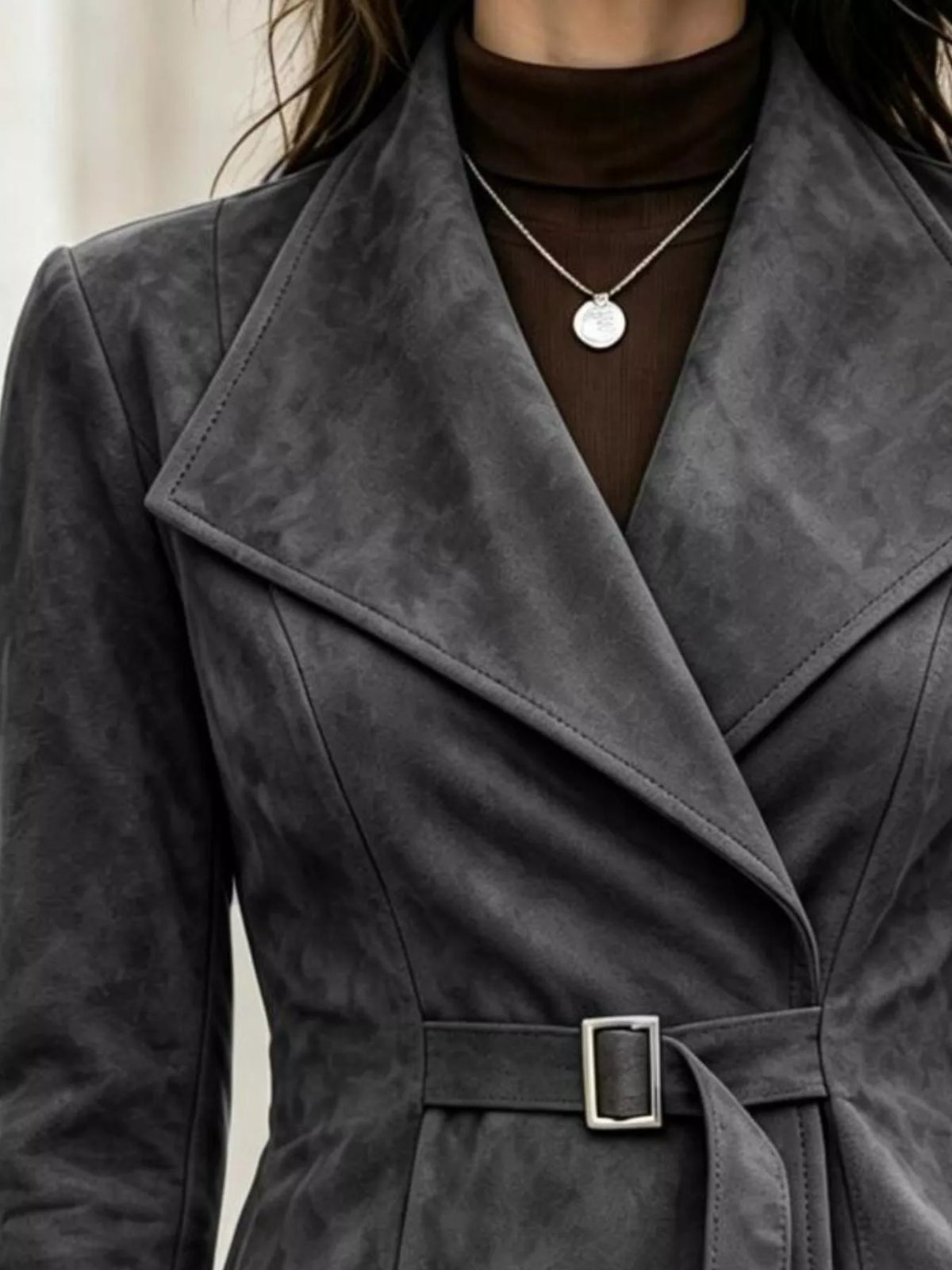 Long Sleeves Buckle Outerwear