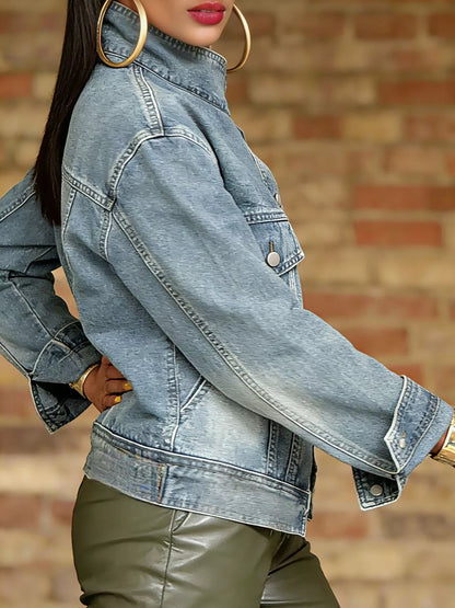 Asymmetric Button-Up Denim Jacket