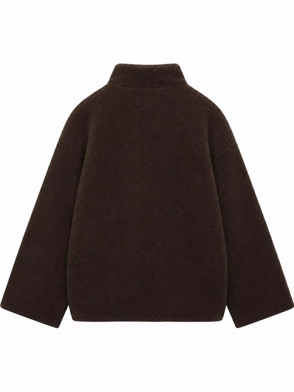 Oversized Cozy Sherpa Fleece Zip-Up Jacket