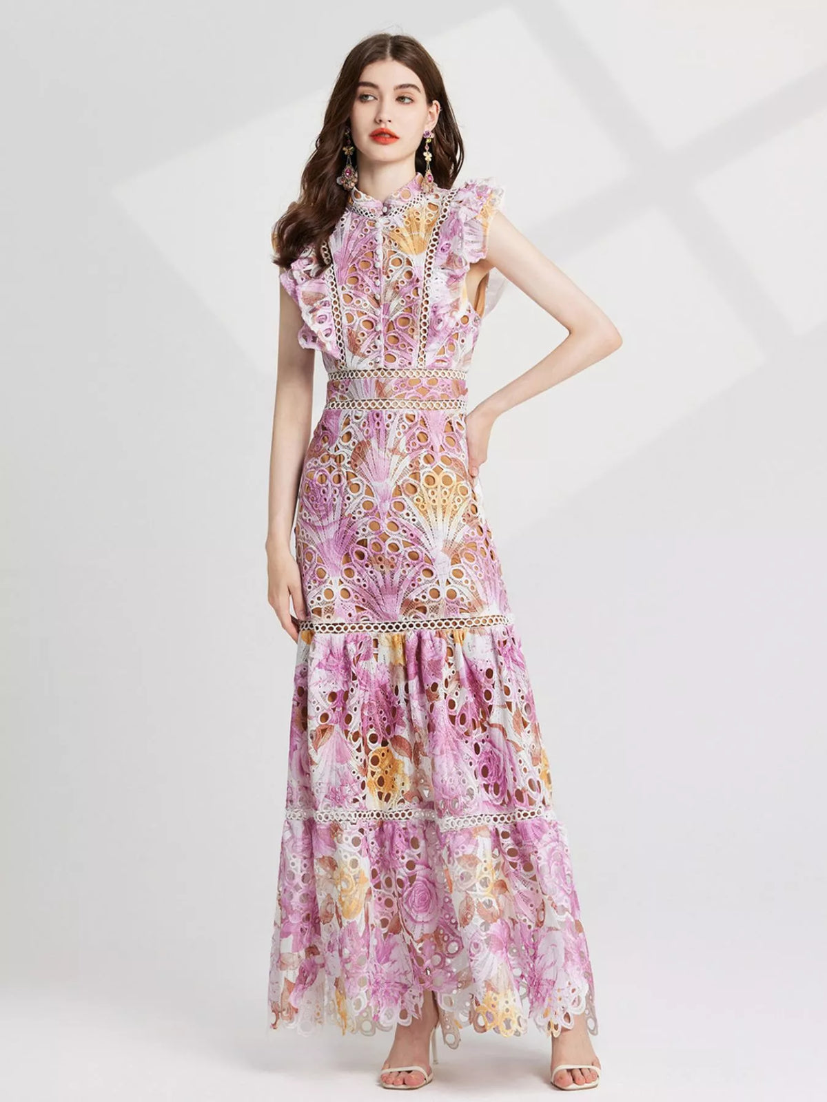 Floral Lace Detail Maxi Dress