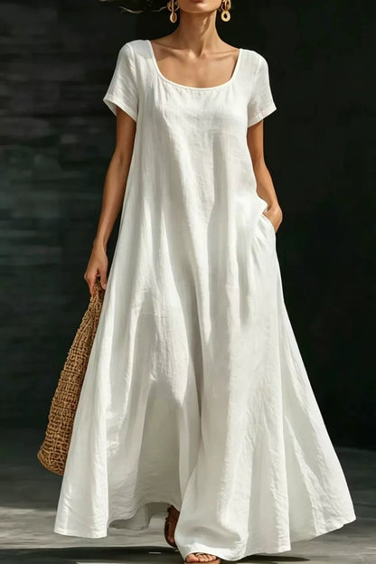 Full Size Casual Loose Short Sleeve Maxi Dress Plus Size