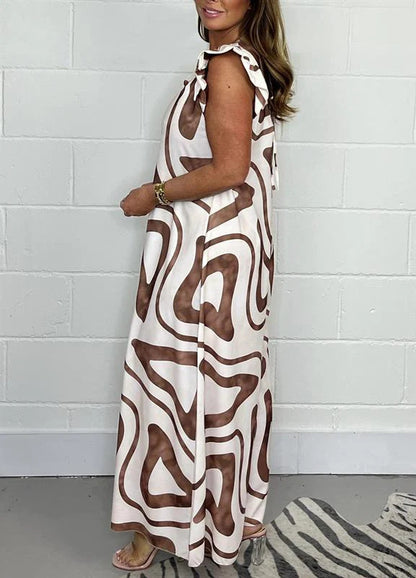 V-neck printed wide leg jumpsuit