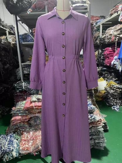 Button-Down Textured Maxi Shirt Dress