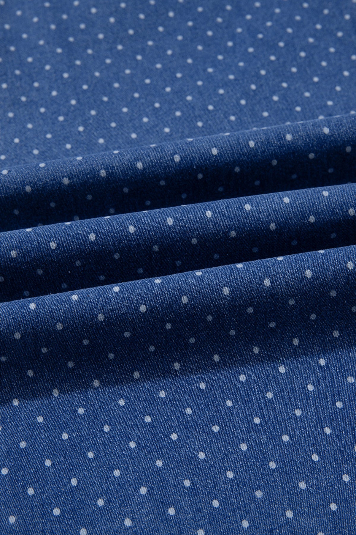 Sky Blue Polka Dot Wide Leg Full Length Shift Silhouette Plus Size Jeans