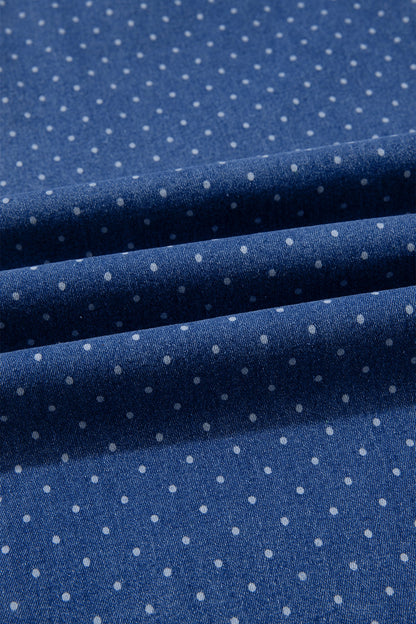 Sky Blue Polka Dot Wide Leg Full Length Shift Silhouette Plus Size Jeans