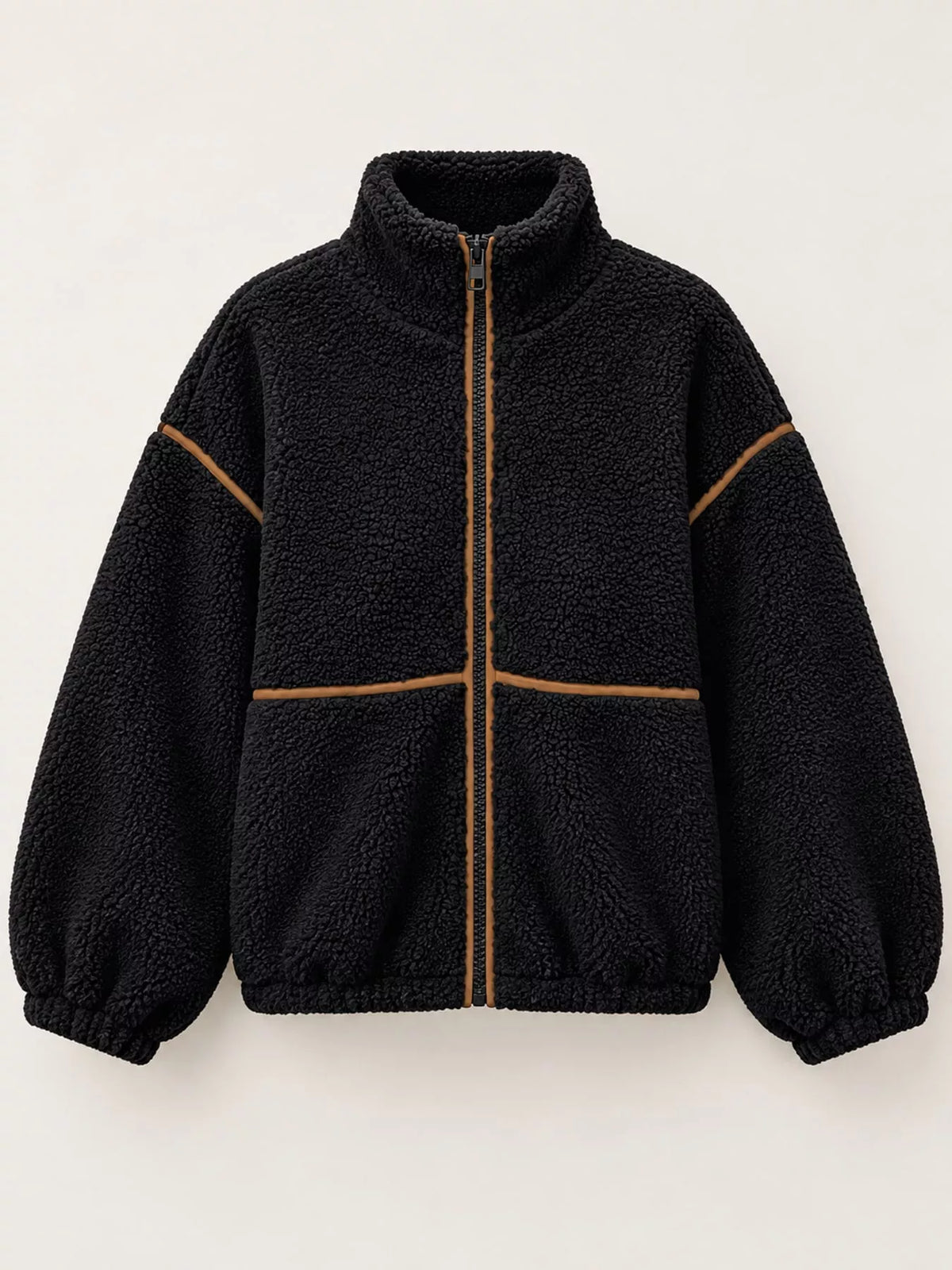 Stand Collar Cozy Sherpa Fleece Zip-Up Jacket