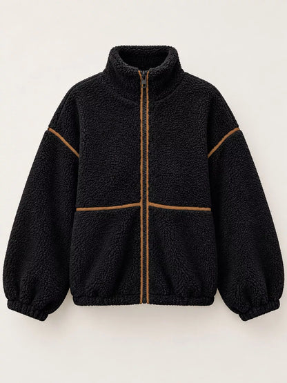 Stand Collar Cozy Sherpa Fleece Zip-Up Jacket