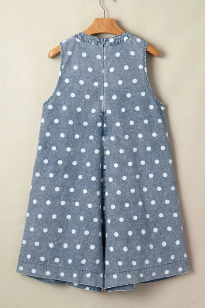 Vintage Polka Dot Denim Romper