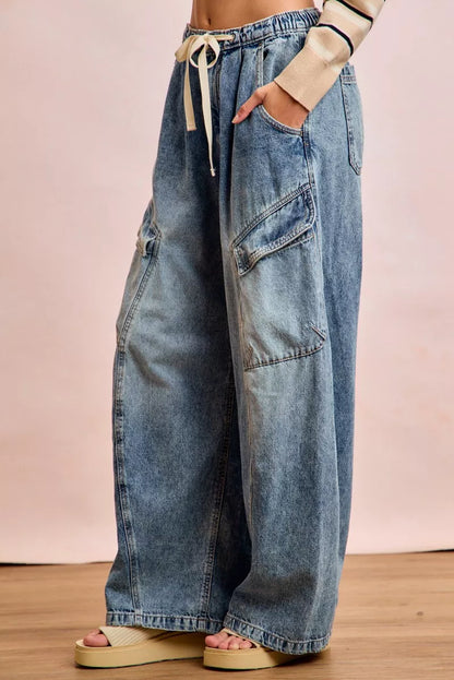 BiBi Baggy Barrel Jeans With Cargo Pockets