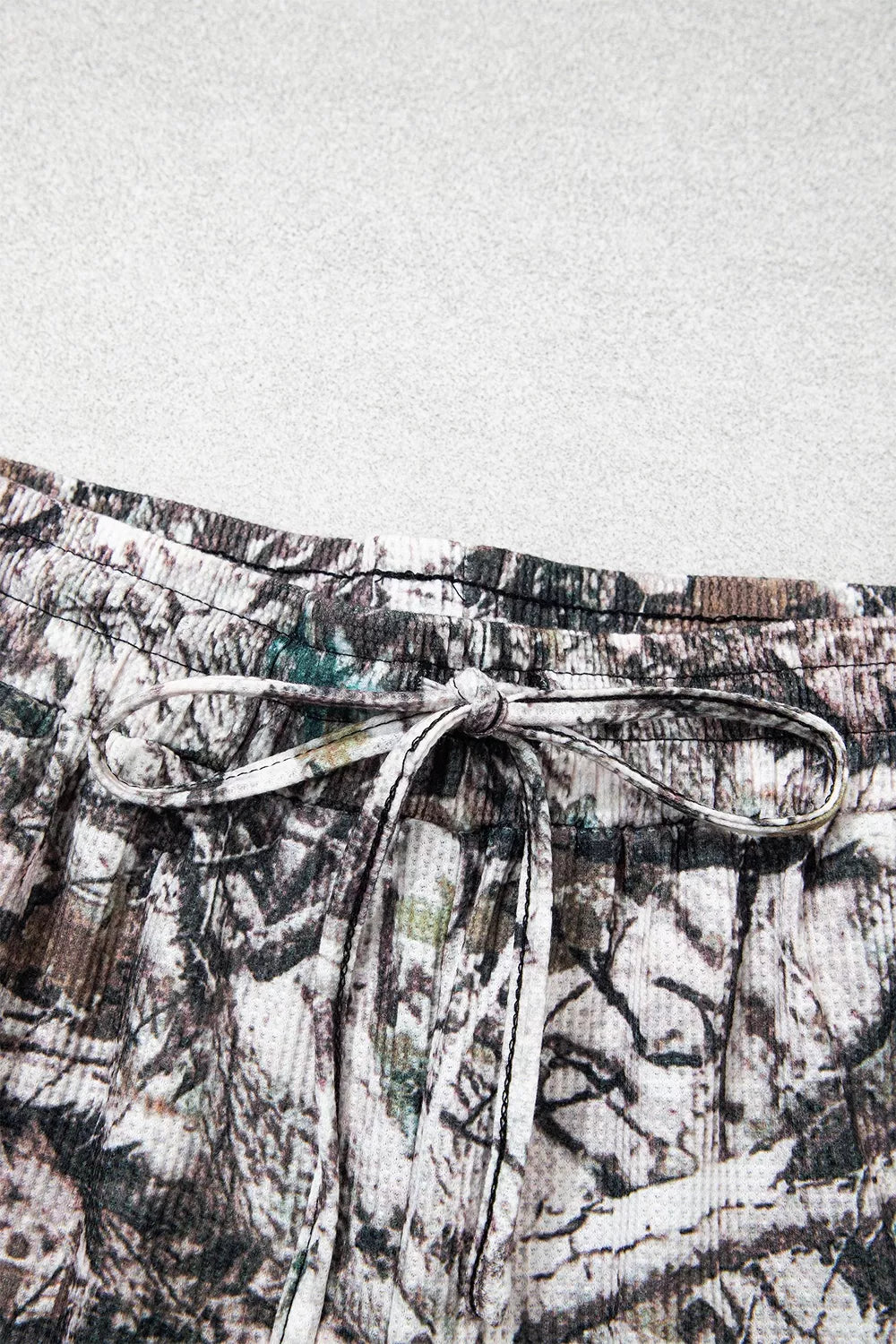 Camo Long Sleeve Top Elastic Waist Shorts Two Piece Set