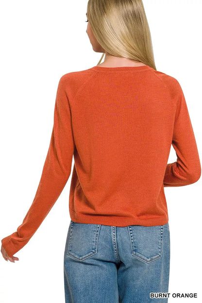 Zenana Lightweight Wool Blend Round Neck Sweater