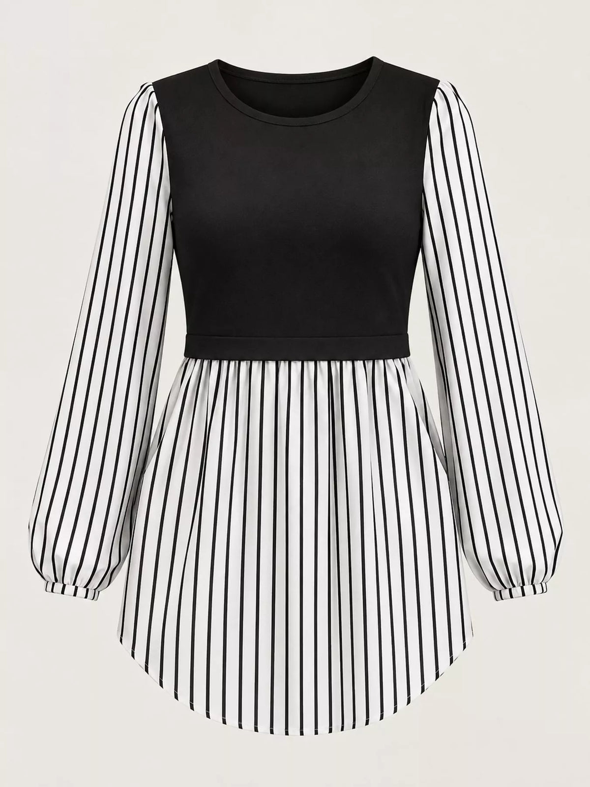 Full Size Striped Long Sleeve Blouse Plus Size