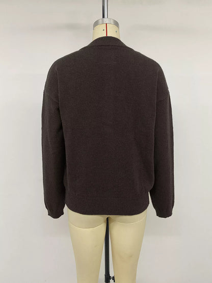 Crew Neck Button-Up Cardigan