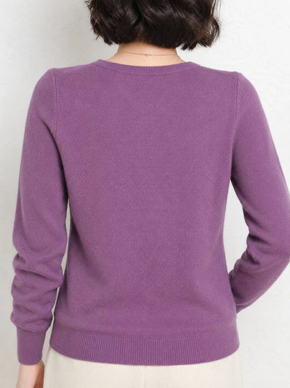 Elegant V-Neck Long Sleeve Soft Knit Top