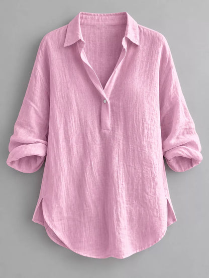 Collared Neck Long Sleeve Blouse