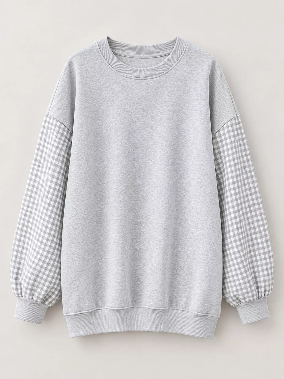 Plaid Dropped Shoulder Sweatshirt