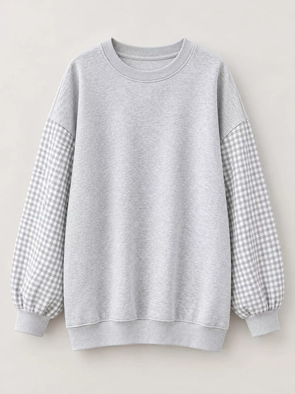 Plaid Dropped Shoulder Sweatshirt