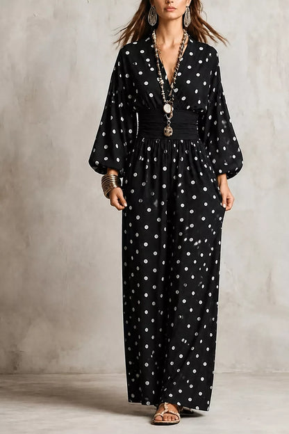 Polka Dot Wide-Leg Jumpsuit