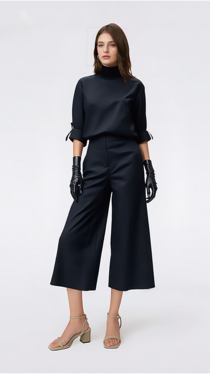 Solid Color Simple Casual Suit Trousers Set