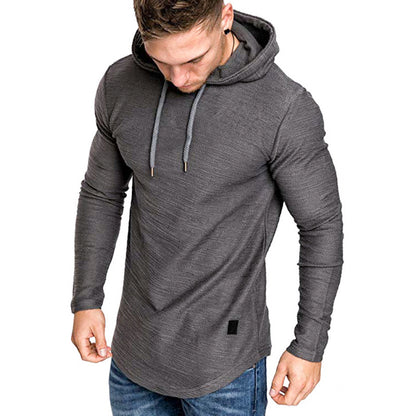 Men's Textured Solid Color High Quality Pullover Hoodies Gray Long sleeves S