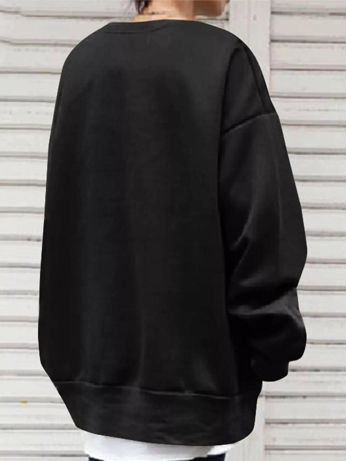 Full Size Solid Color Crew Neck Sweatshirt Plus Size