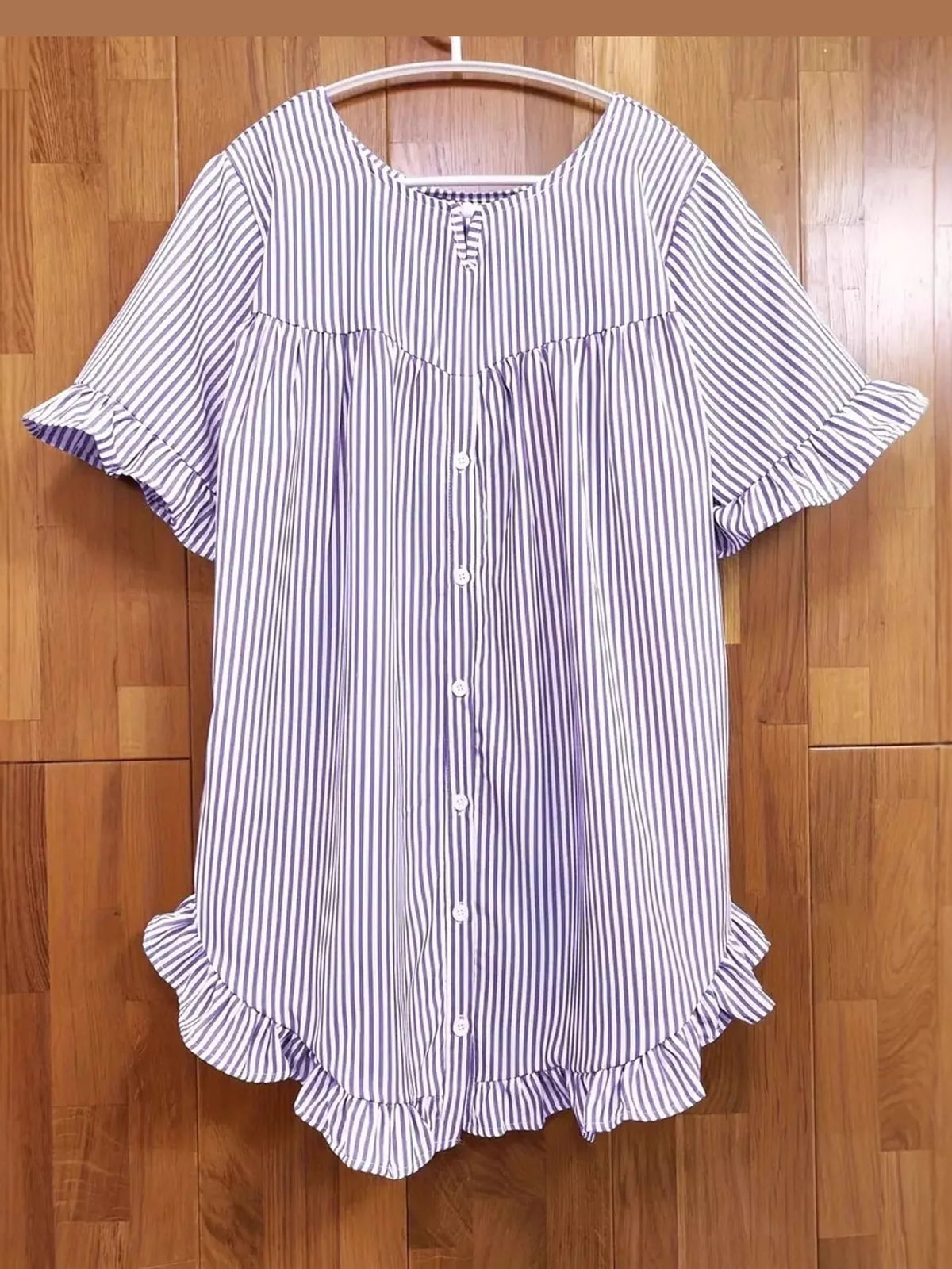Ruffle Hem Half Sleeve Blouse