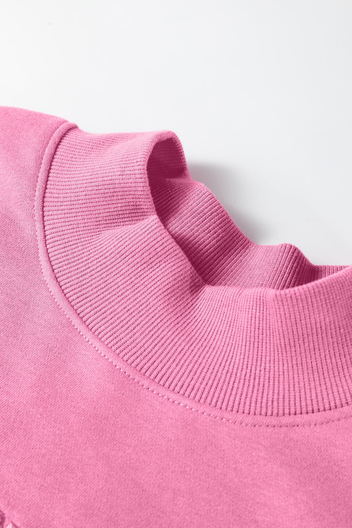 Bright Pink Oversize Blessed Embroidered Mock Neck Sweatshirt