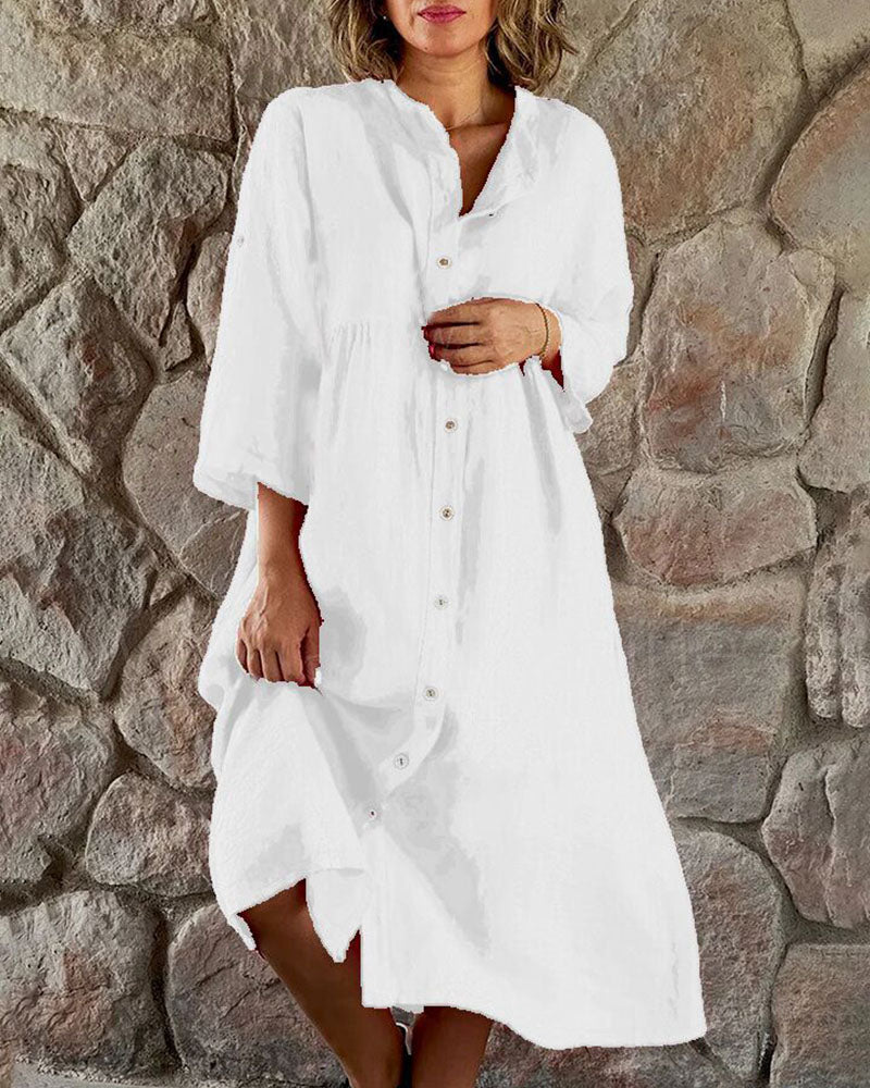 Loose Sleeveless Button Dress