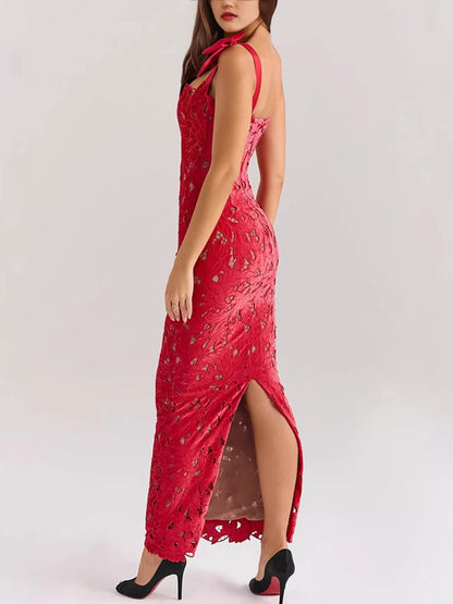 Aira's Slit Tie Shoulder Maxi Dress